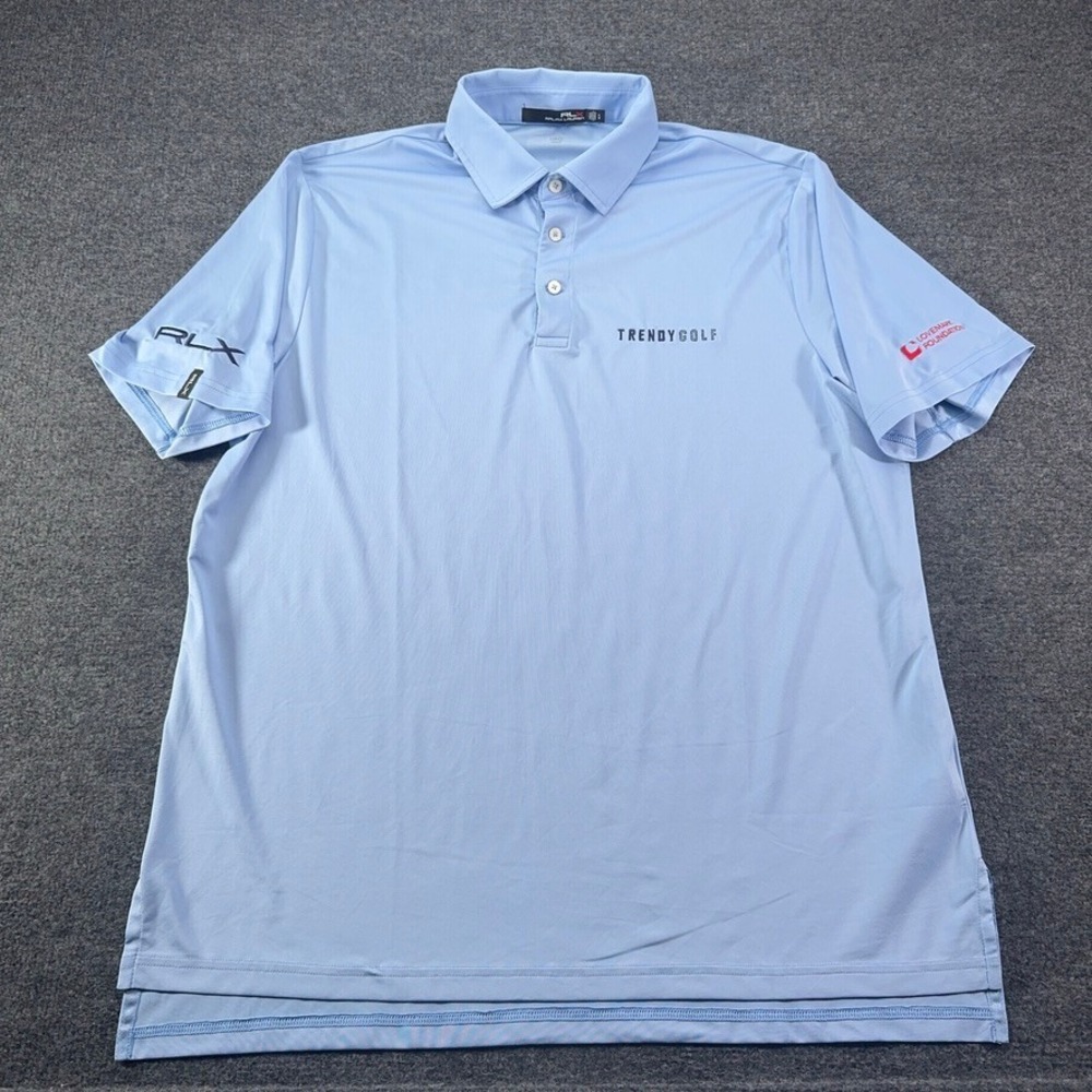 RLX Ralph Lauren Mens Golf Polo Shirt Blue Trendy Golf Lovemark Foundation L